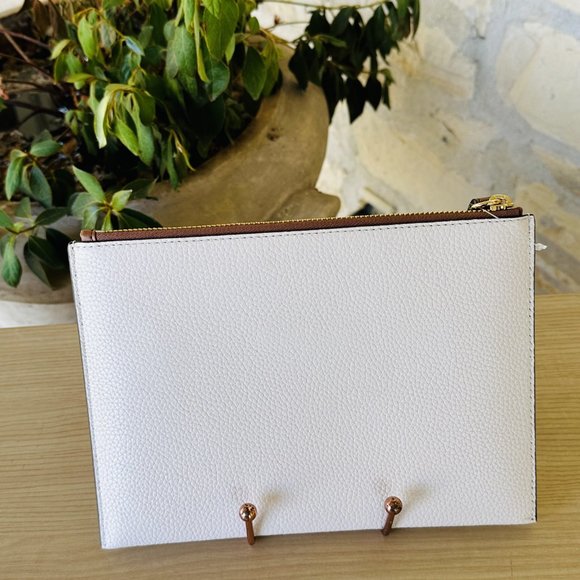 Michael Kors Mirella MD Embellished Tote Bag/ Clutch Wristlet Leather Cream Mult - Picture 14 of 16